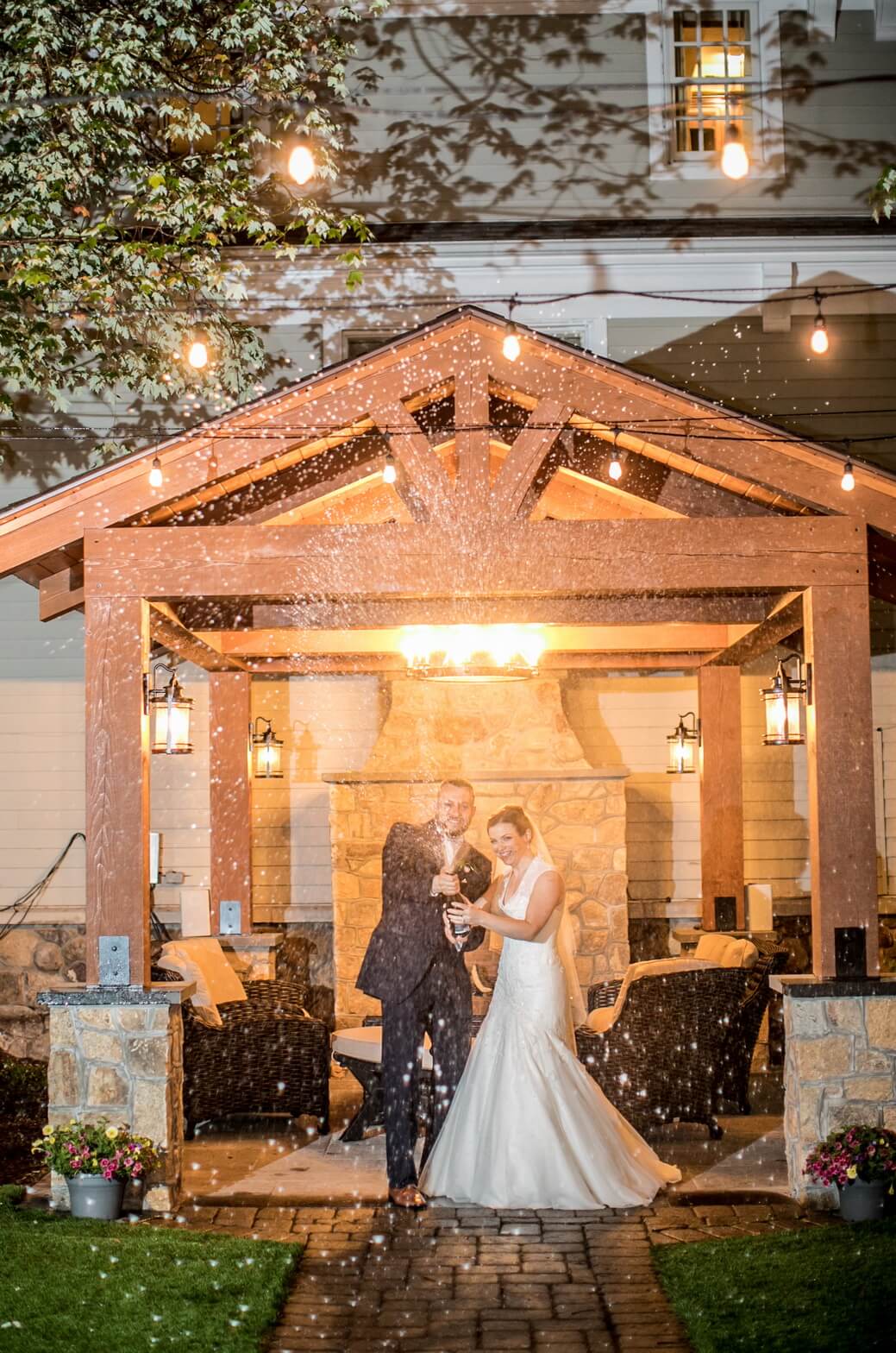 Bride and Groom under Pavilion