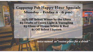 Coppertop Pub Happy Hour 4-2017